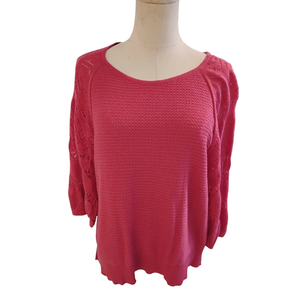 Anthropologie Fuscia Lace Sleeve Blouse Size Small